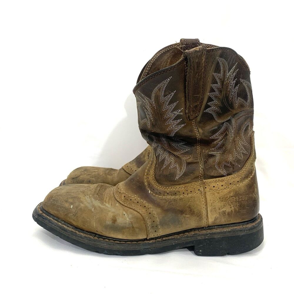 Ariat Work Square Wide Steel Toe Pull On Boots Brown Men's 10D